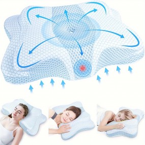 ネックと肩のケア用1個の頸椎枕、睡眠用コントゥールピロー、サイド・バック・ベッドスリーパー向け人間工学に基づいた整形外科的首サポート枕、通気性枕カバー付き、バレンタインギフト