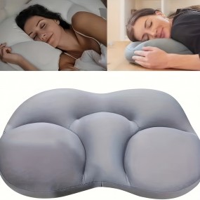 睡眠用エルゴノミック頚椎枕 - 柔らかく通気性のあるフォームコア、無臭食品グレード素材、グレー、首痛を和らげて睡眠質量を向上させる、治療的な睡眠補助 | エルゴノミック快適枕 | 柔らかい通気性生地
