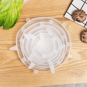 6個のシリコン密閉保存カバー - 匂いを防ぎ、再利用可能で洗える、果物、野菜、スナックに最適 - 丸形と正方形の形状、キッチン新鮮さ解決策|美的食品保存|再利用可能なシリコンカバー、野菜保存、果物保存
